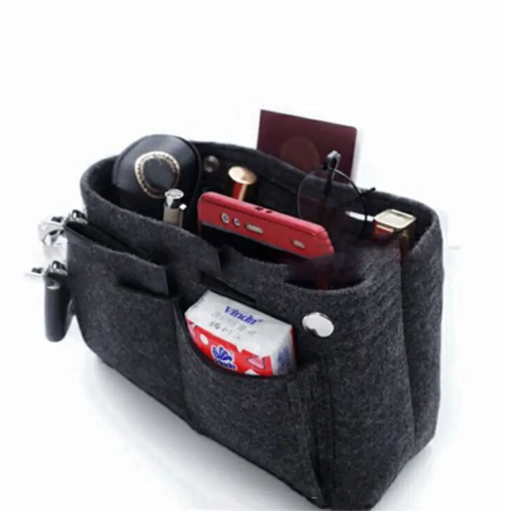 

Women Useful Bag Insert Bag Handbag Durable MultiPocket Felt Portable Easy Storage Foldabled Organizer Bag