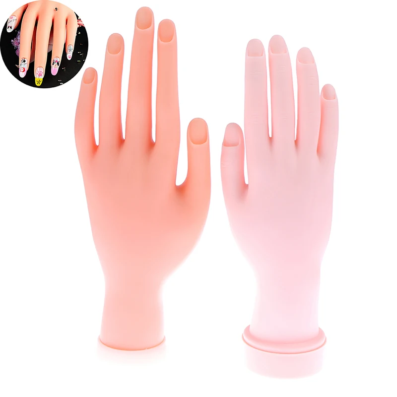 1Pcs Flexible Soft Plastic Manicure Nail Art Practice Model Painting Tool Fake Hand For Training Salon | Красота и здоровье