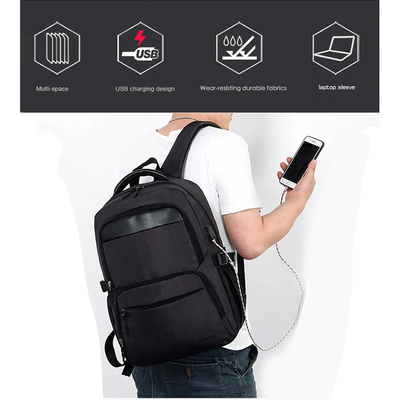 Сумка через плечо с внешним USB-портом для зарядки Водонепроницаемый Школьный