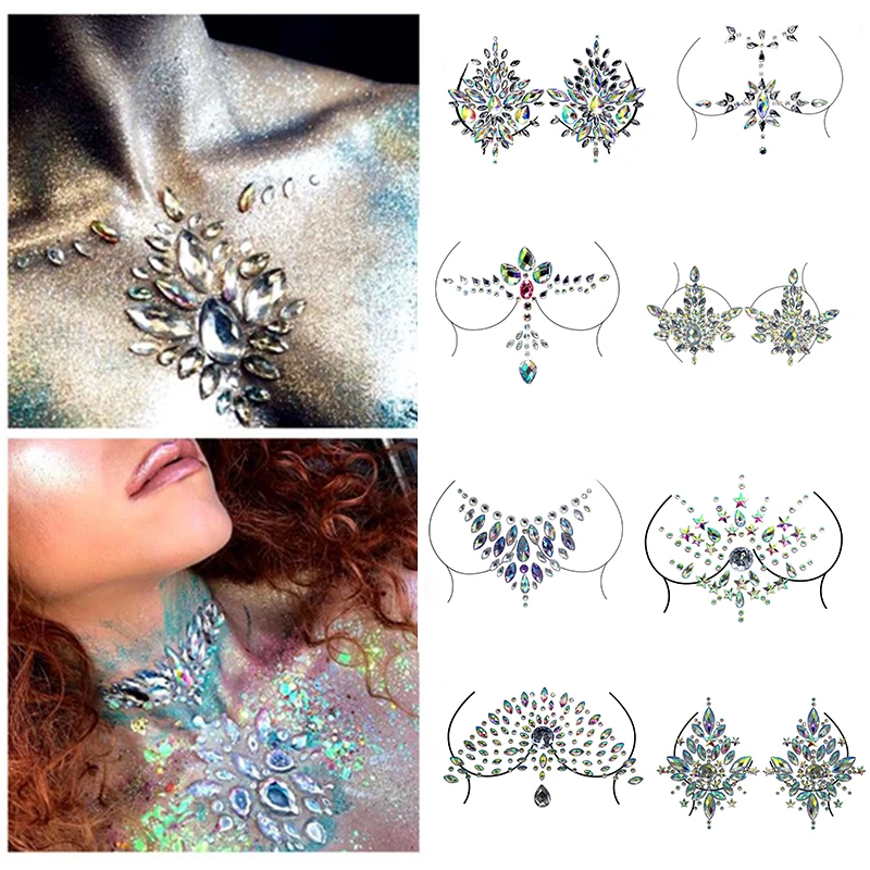 

Hot Sale Crystal Bra Stickers Invisible Self Adhesive Silicone Breast Chest Nipple Cover Bra Pad Petal Mat Stickers Accessories