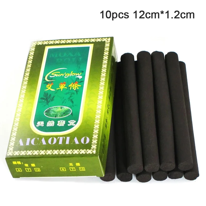 

10pcs/box Smokeless Moxa Rolls Chinese Traditional Roller Stick Black Roller Burner Moxibustion Acupuncture Massage