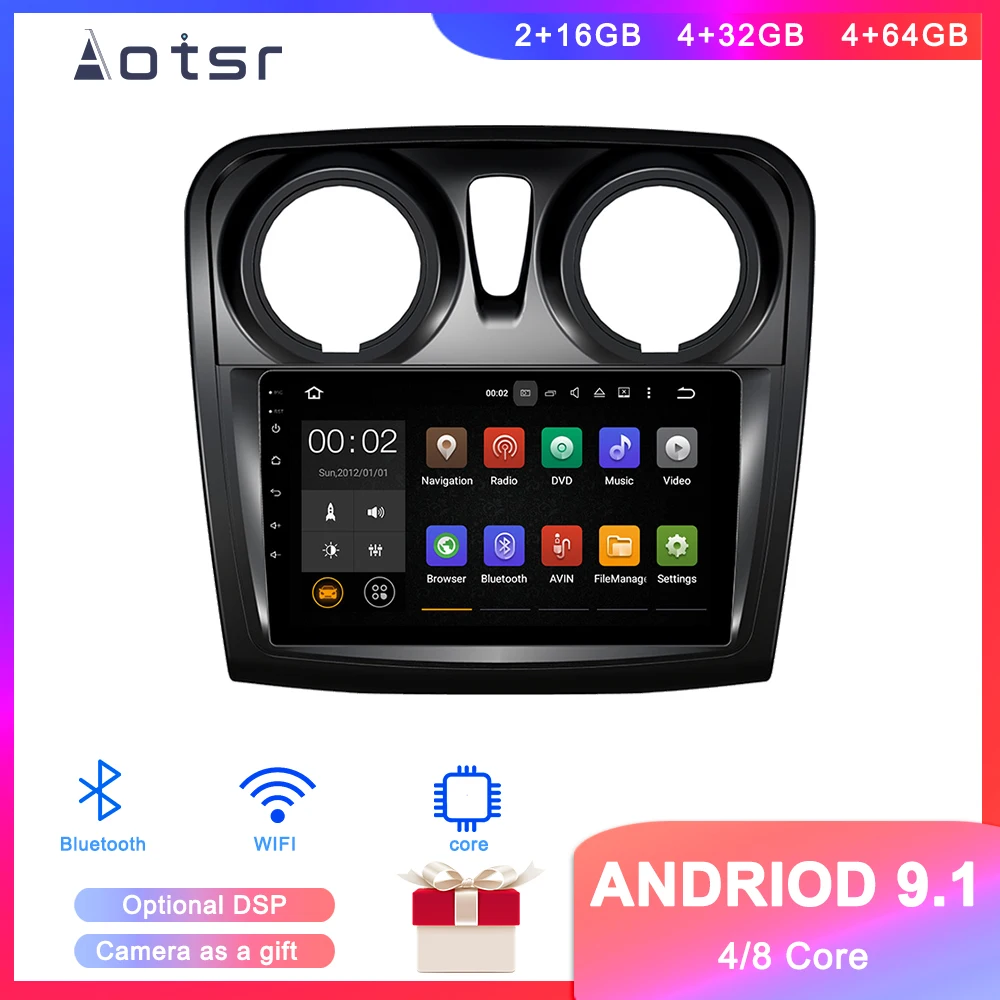 Автомобильный GPS-навигатор DSP Android 9 без автомобильного DVD-плеера для Renault Sandero/Logan