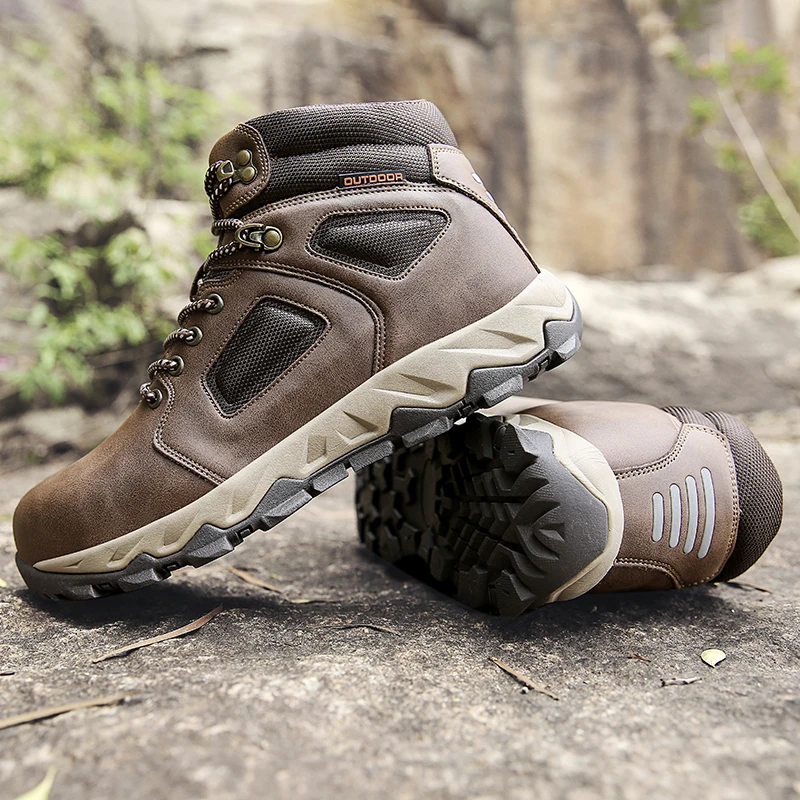 

Men safety shoe high quality high-top leather shoes collision avoidance hiking construction ankle shoes winter booties man