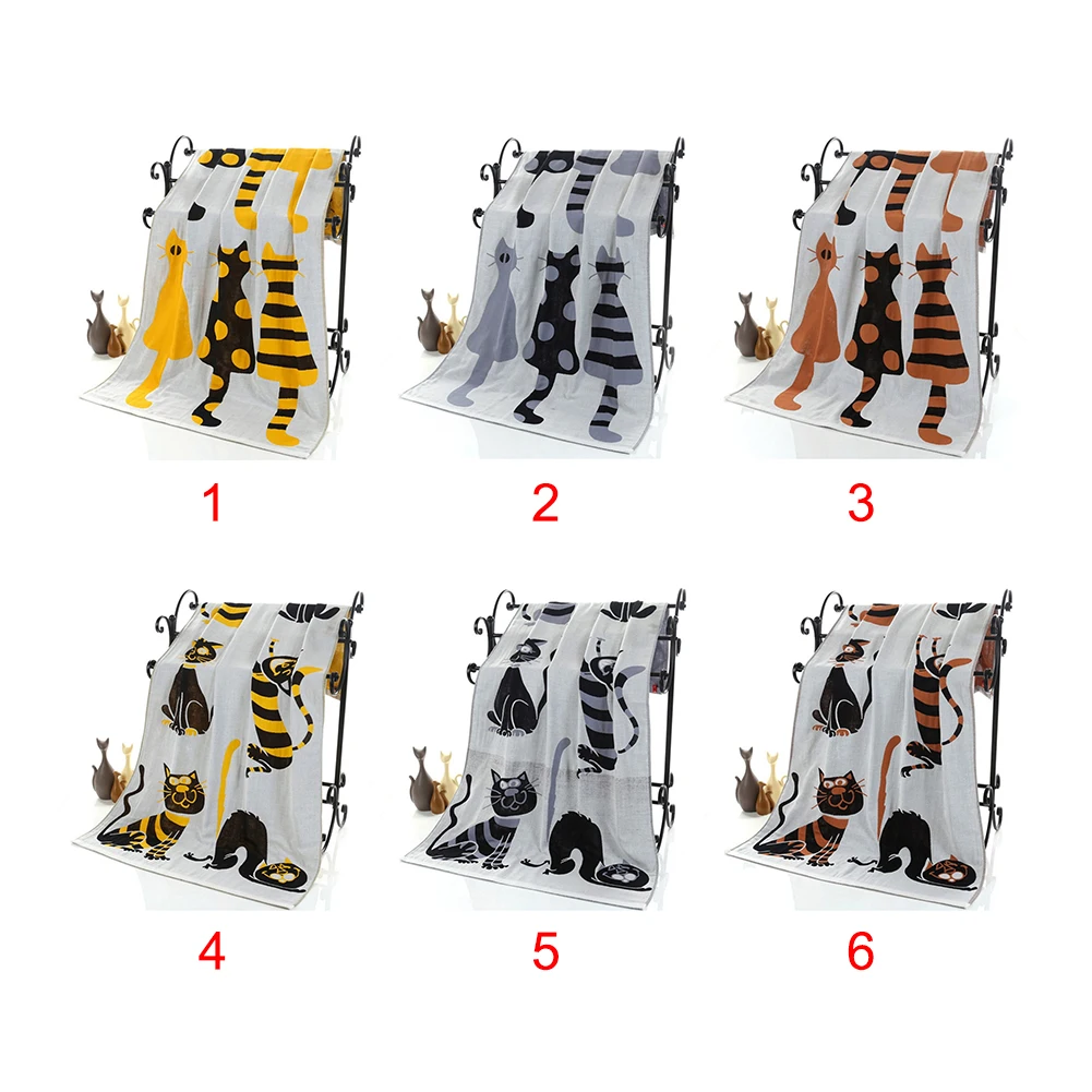 

Cartoon Cat Cute Large Lightweight Quick Drying Soft Bath Towel Super Absorbent Cotton Comfort