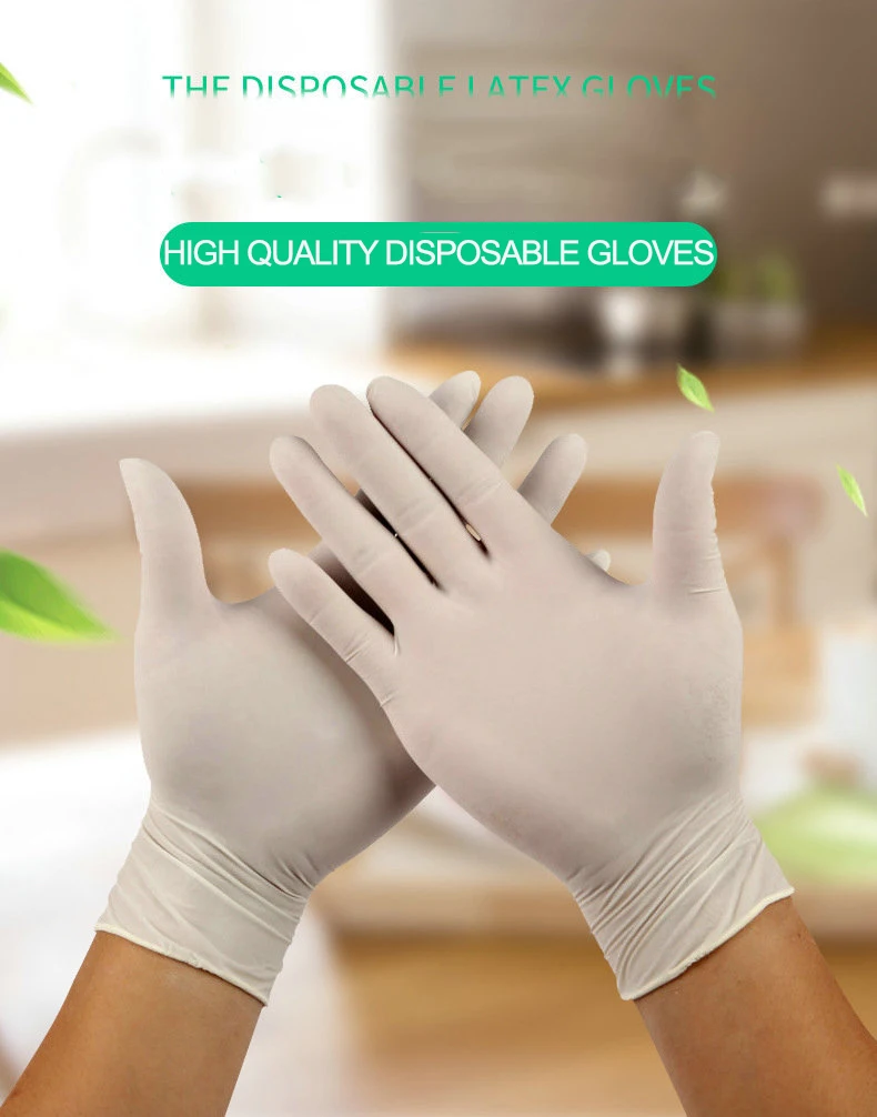 

100pcs white latex disposable gloves anti-skid acid-base laboratory nitrile latex gloves Household cleaning supplies