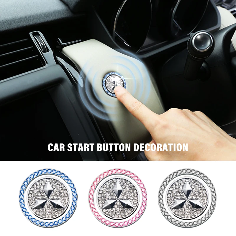 

Car Logo Engine Ignition Start Stop Button Protective Cover Decoration Sticker Interior For Mitsubishi ASX Outlander L200 EVO EX