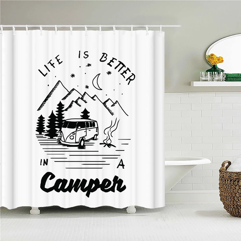 

Черный, белый цвет современный простой Стиль 3d ванной душевая занавеска для ванной занавеска ткань Водонепроницаемый украшение дома из пол...