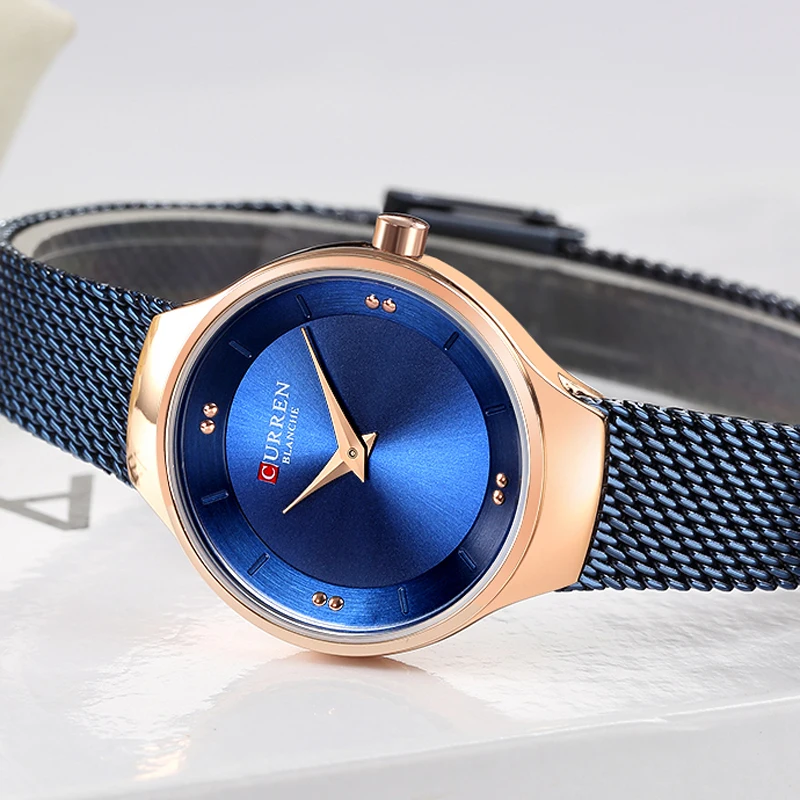 Часы CURREN женские кварцевые с сетчатым браслетом элегантные модные простые