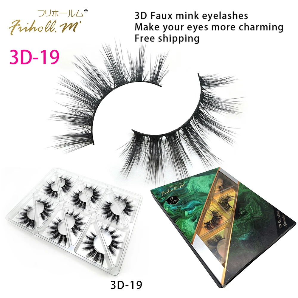 3D-19 Friholl. m шелковые ресницы, 6 пар, натуральные норковые 3d накладные ресницы для наращивания, личная этикетка, 3d синтетические шелковые ресницы - Цвет: 3D-19