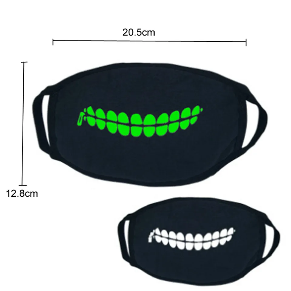 Мужская и женская черная светящаяся маска для лица 1 шт. рта с изображением