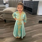 Милые атласные детские марокканские кафтан, мусульманские Вечерние платья на заказ с золотой вышивкой, Дубай, арабские платья для особых случаев для девочек