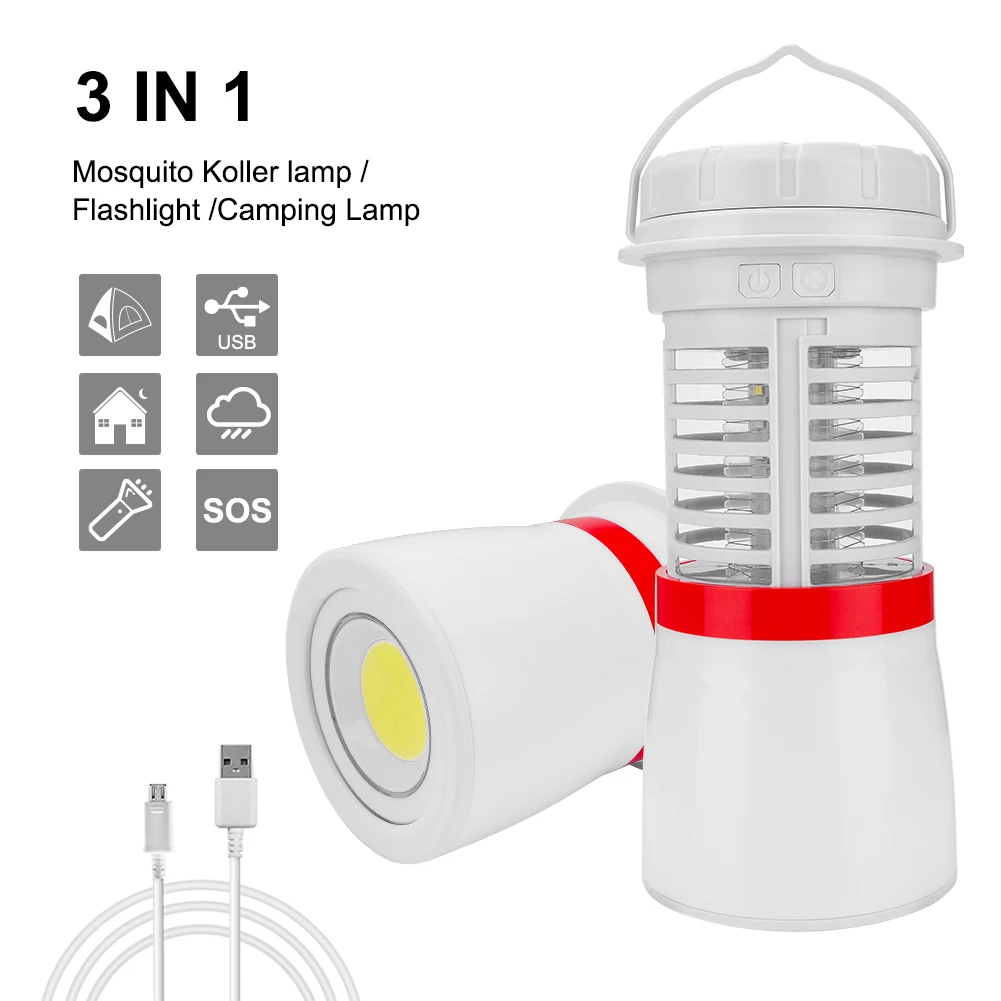 Многофункциональный 3 в 1 светодиодный инсектицидная лампа зарядка через USB 18650