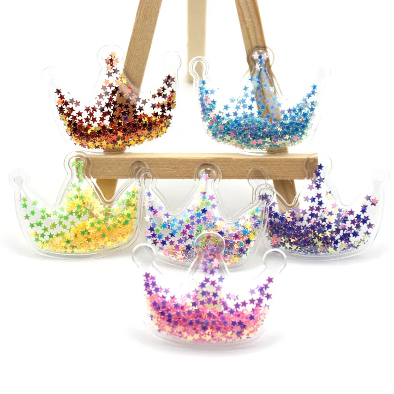 Crown-Mixed 10 шт. ПВХ Звезда Корона Микки Прозрачный Bling bling Сердце течет аппликации для детей BB клип и DIY головные уборы аксессуары - Цвет: Crown-Mixed