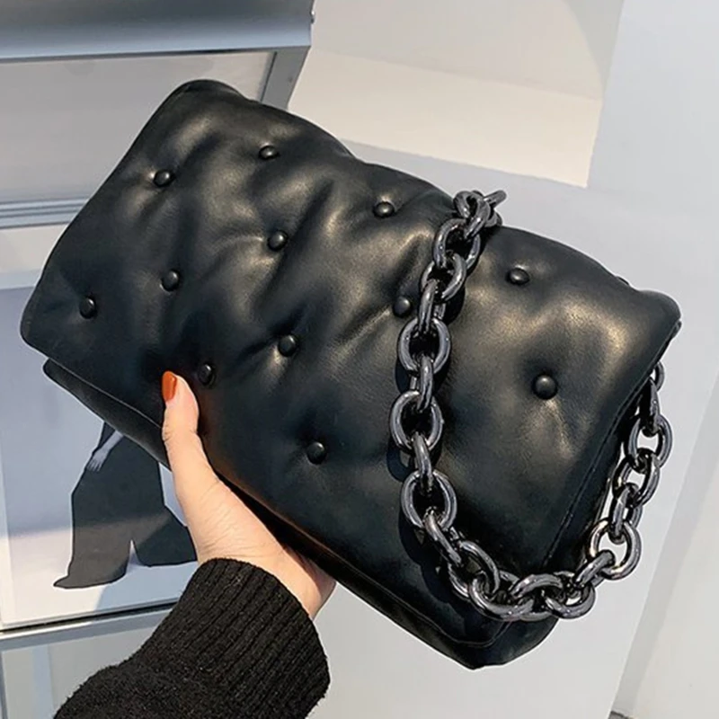 

Women's Shoulder Bags 2021 New Thick Metal Chain Purses And Handbag Women Clutch Bags Ladies Hobo Bag