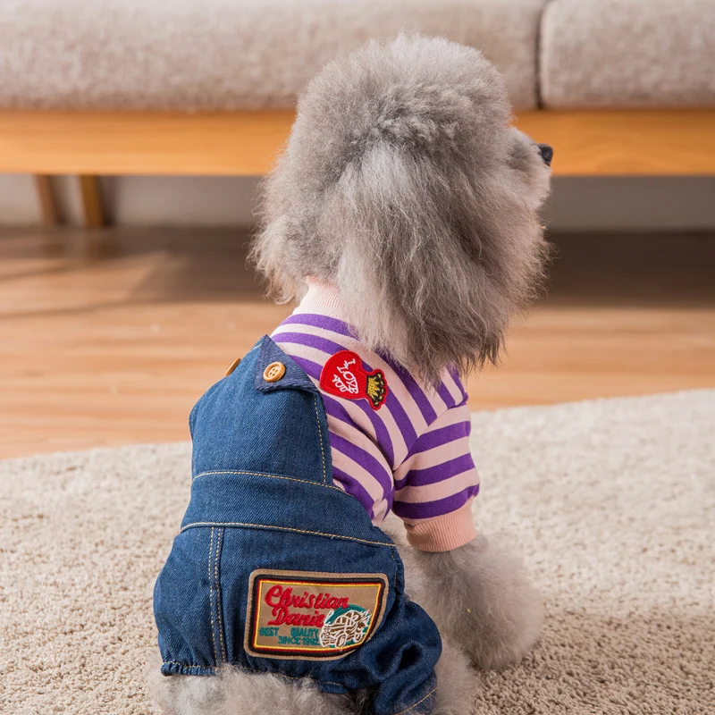 Hipidog модная одежда для собак в полоску зимний теплый мягкий комбинезон Прямая