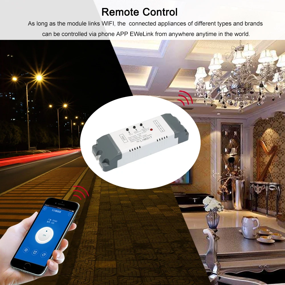 

eWeLink 433Mhz Smart Wifi Switch Universal Wireless Remote Control Switch Module 2CH DC/AC7-32V Timer Phone APP Remote Control