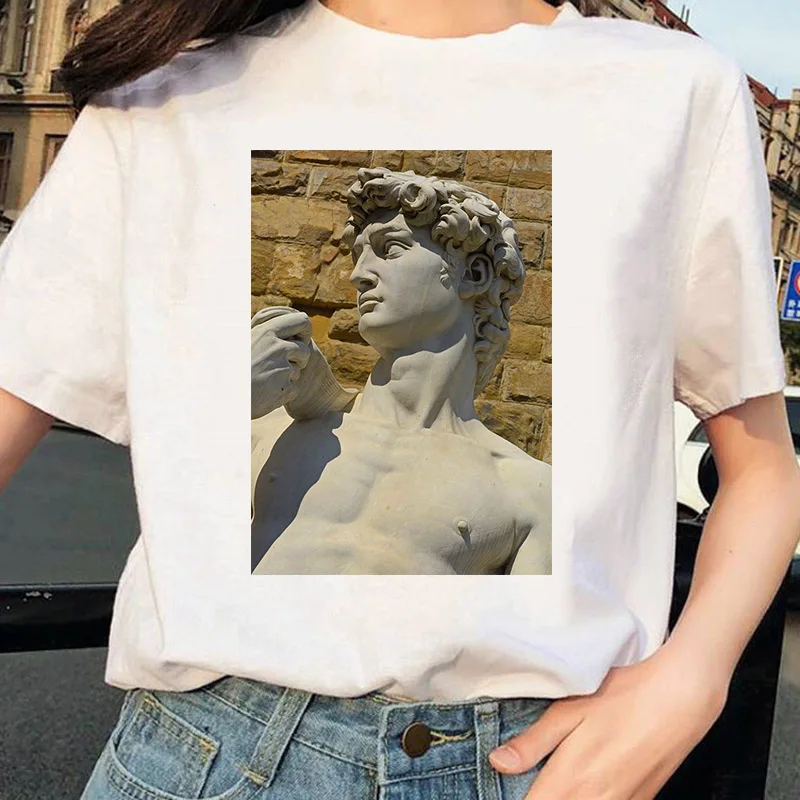 Новая модная женская футболка с принтом Давида микеланжело Повседневная Harajuku