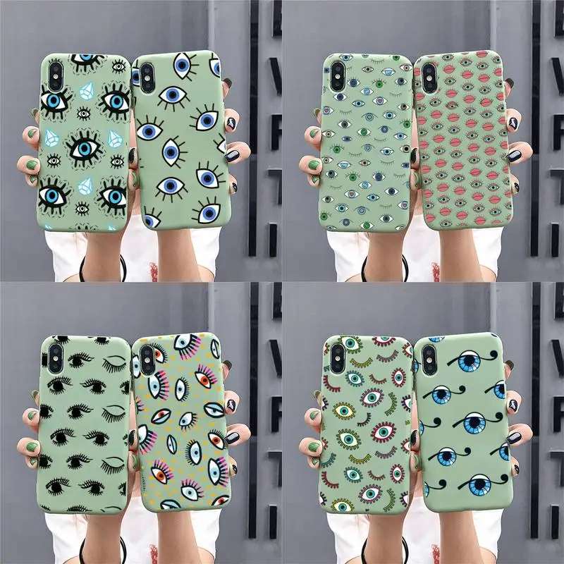 

Lucky Eye Blue Evil Eye Phone Case for iphone 13 12 mini 11 Pro Max X XS XR Solid Color For 7 8 6 6S Plus Capa