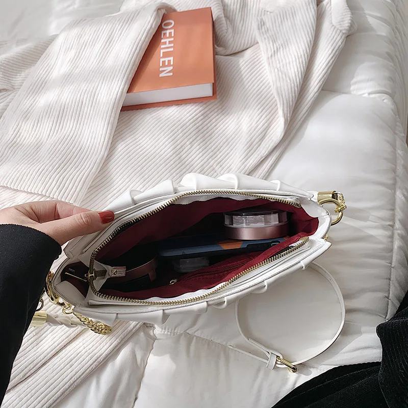 

Women Bag Pu Leather Handbags Totes Female Classic Pleated Crossbody Bags Ladies Messenger Bag Fashion Flap for Girls
