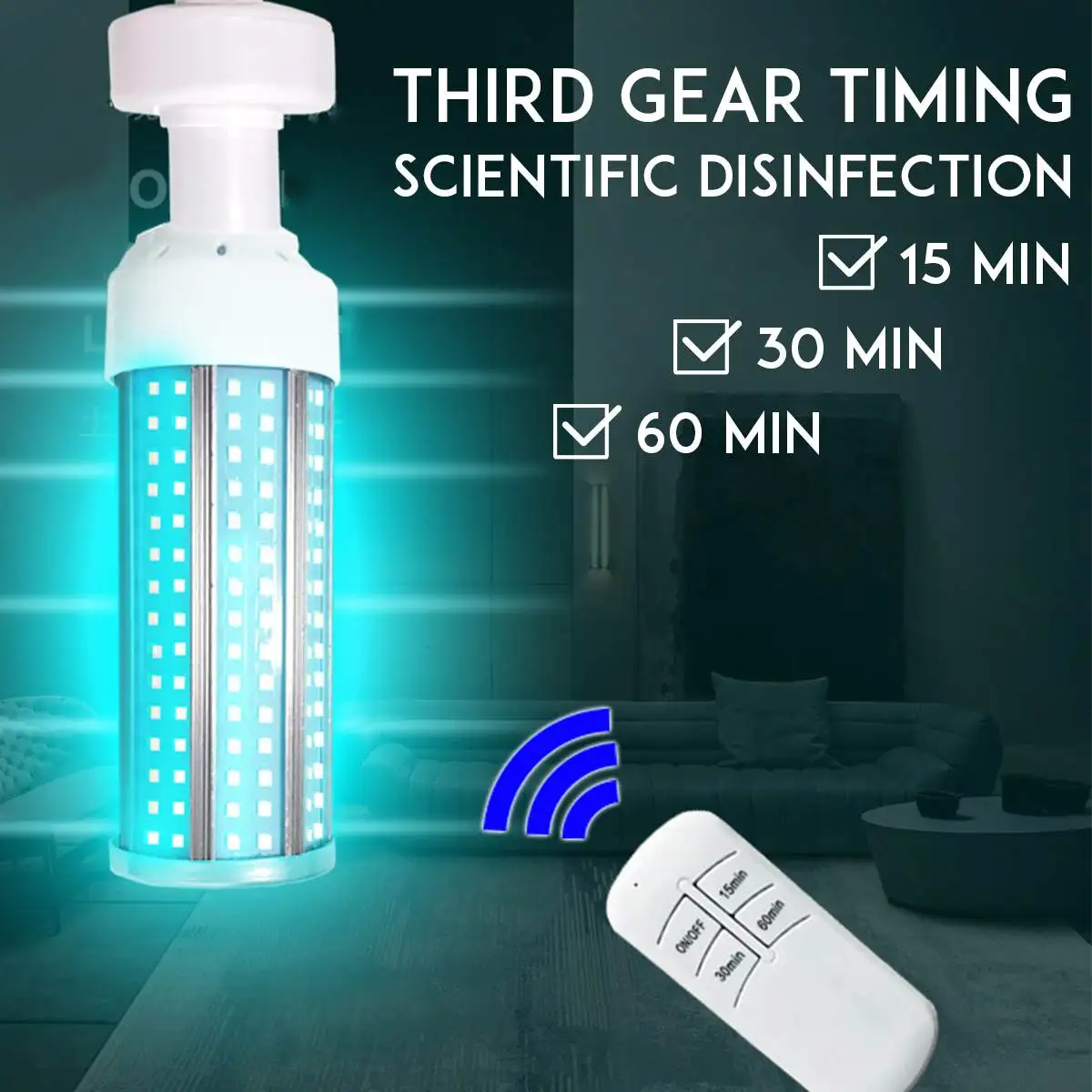

E27 UVC Corn Light Sterilizer 60W UV Ozone Germicidal Lamp Remote Control Ultraviolet Disinfection LED Bulb Timer Function