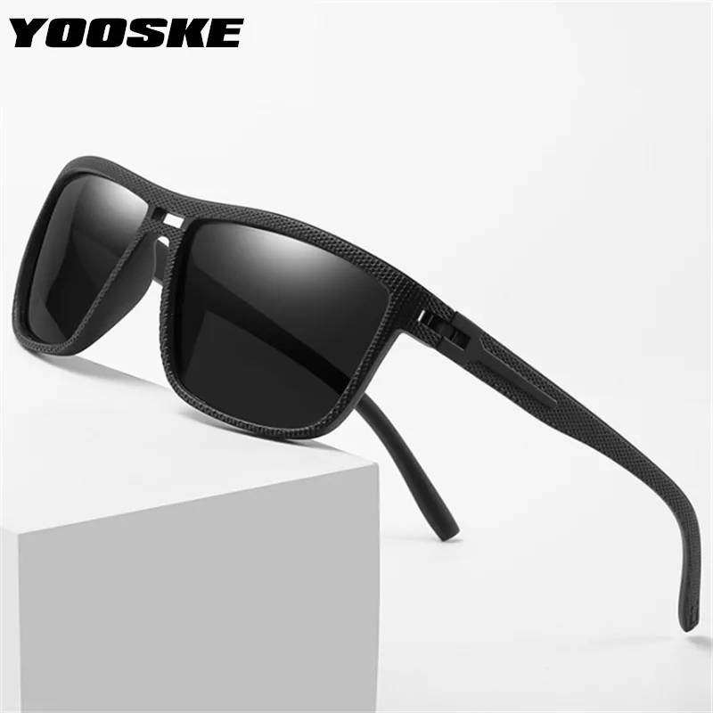

Солнцезащитные очки YOOSKE Мужские поляризационные, винтажные, с двойным лучом и пружинной дужкой, чёрные, для вождения, в стиле ретро, UV400
