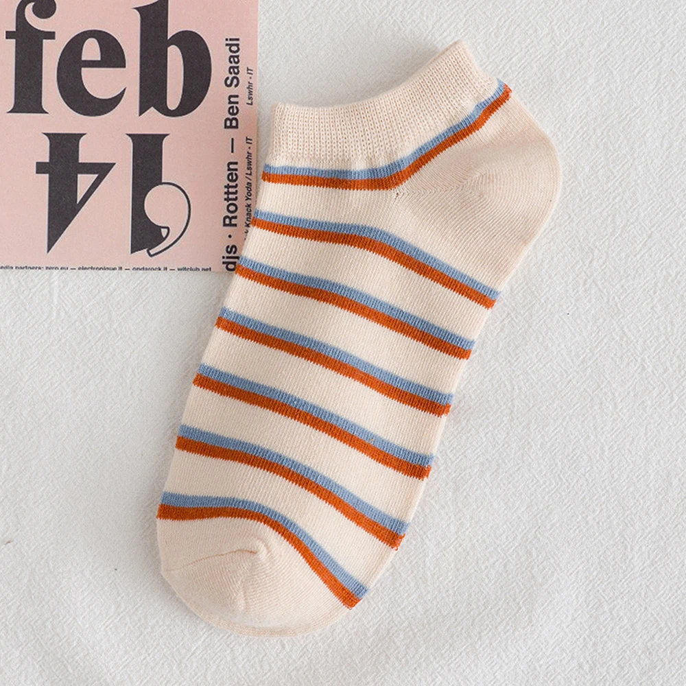 

Женские носки, дышащие спортивные носки, повседневные весенне-летние полосатые женские короткие носки до щиколотки с низким вырезом