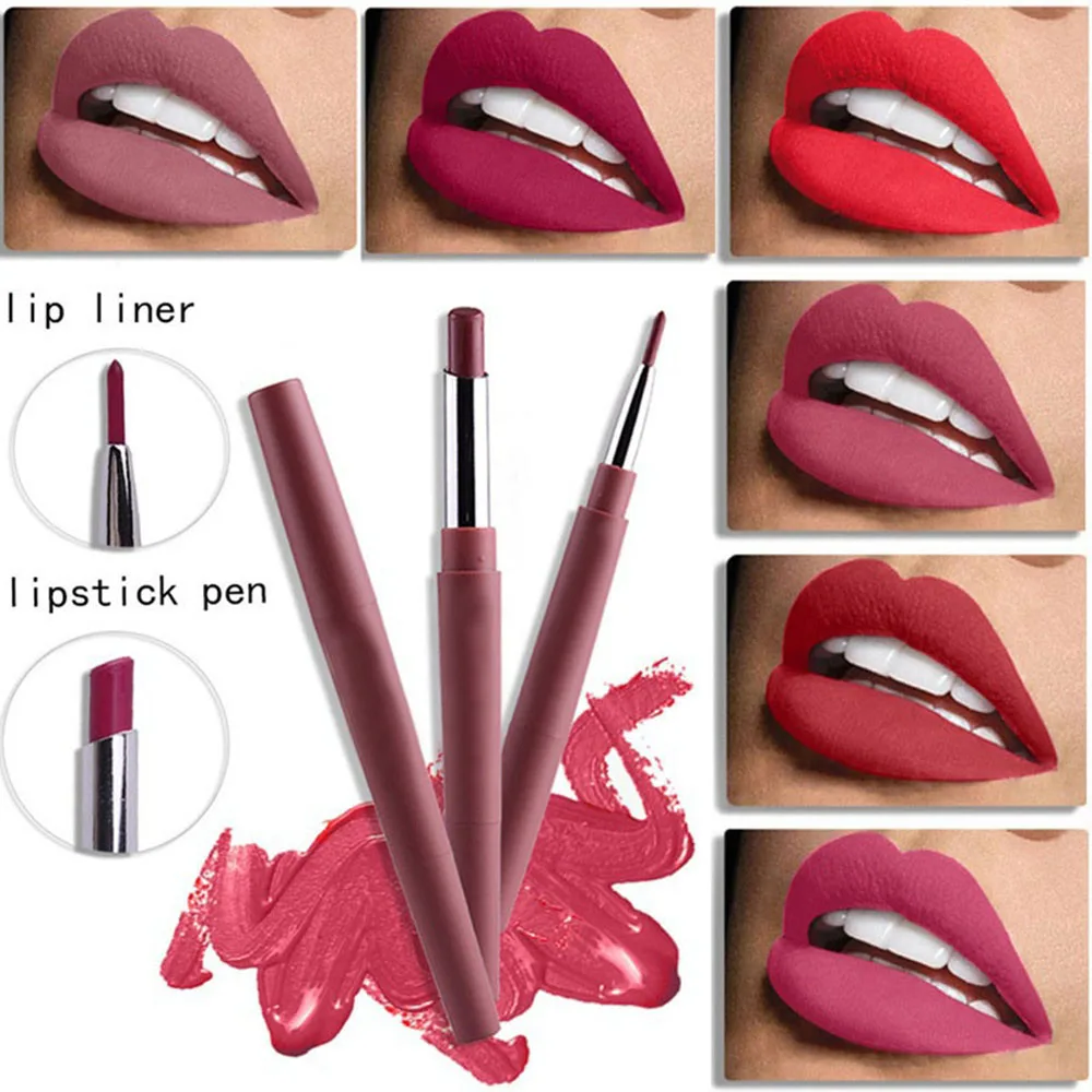 Сексуальная двухсторонняя подводка для губ Водонепроницаемая долговечная
