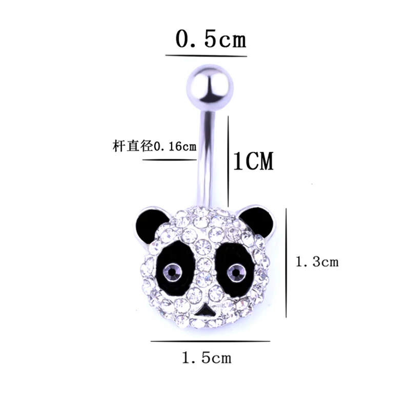 

Stainless Steel Cute Panda Belly Button Rings Shiny CZ Body Piercing Jewelry Navel Rings for Women