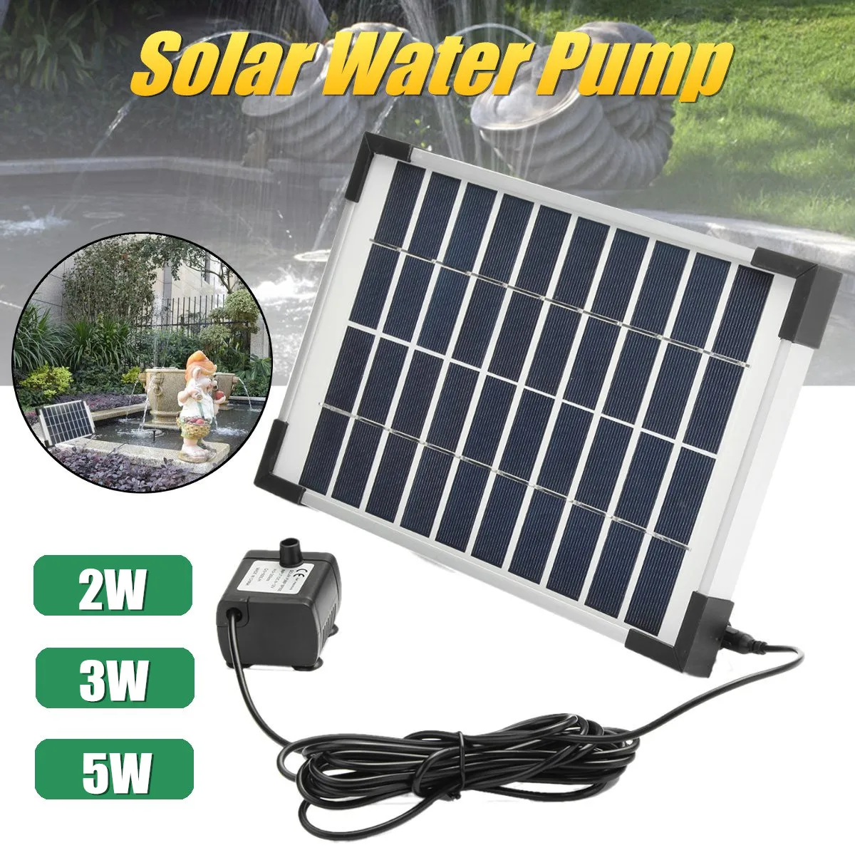 Солнечный водяной насос комплект панели питания садовые растения Полив фонтан