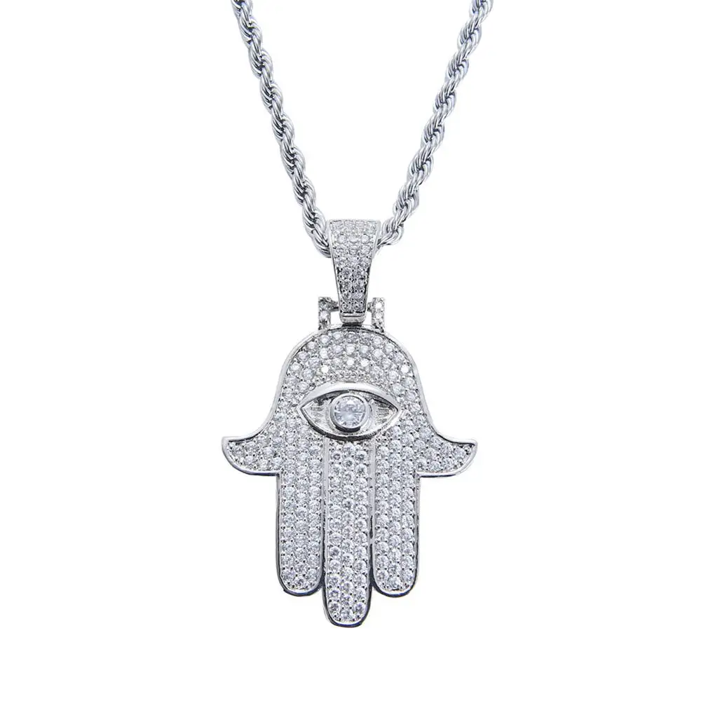 Iced Out Fatima ручная подвеска медь микро проложить Циркон AAA кубический цирконий
