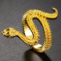 fashion trendy gold color exaggerated snake opening rings for men women adjustable punk rock ring vintage animal jewelry gift