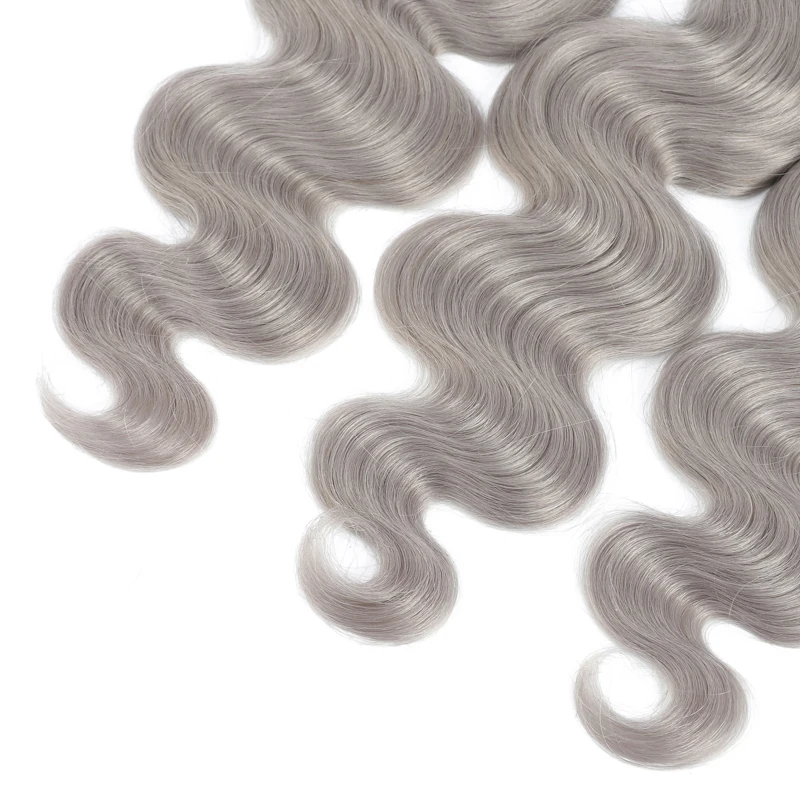 

Brazilian Silver Grey Human Hair Bundles 10-26Inch Body Wave Human Hair Weave Bundles 3/4PCS Bundles Deals Non-Remy Hair SOKU
