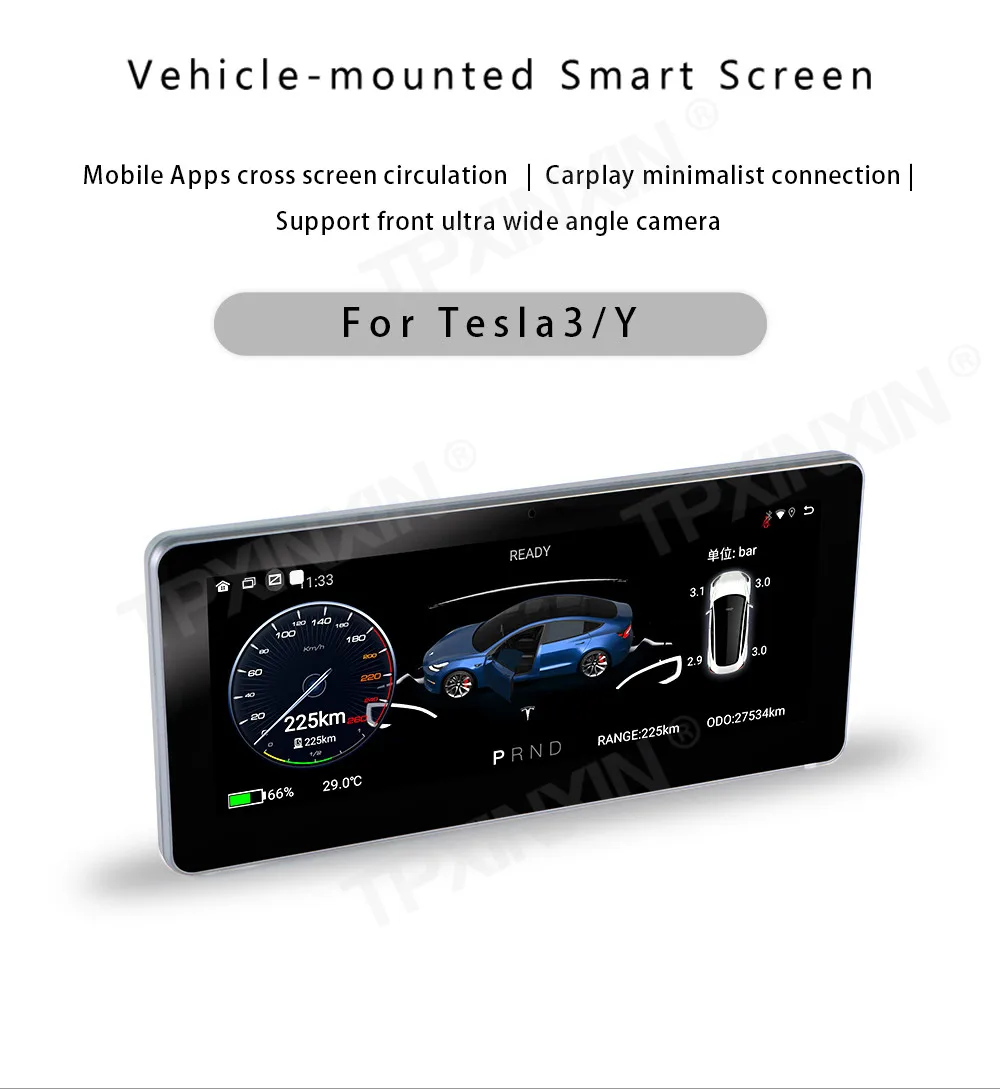 for tesla model 3 y digital cluster lcd android car virtual instrument dashboard display gps navigate carplay third generation free global shipping
