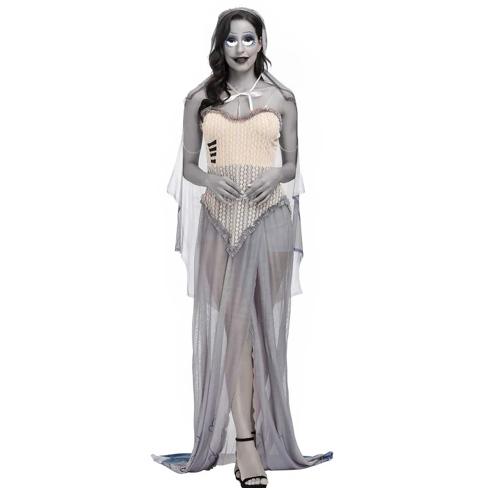 

New Halloween Cosplay Costume Women Sexy Ghost Bride Costume Female Evil Zombie Bride Costume