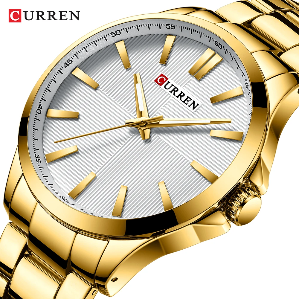 

Mens Watches Top Brand Luxury Stainless Steel Band Watch for Men CURREN Wristwatch Fashion Business Quartz Clock Man Waterproof