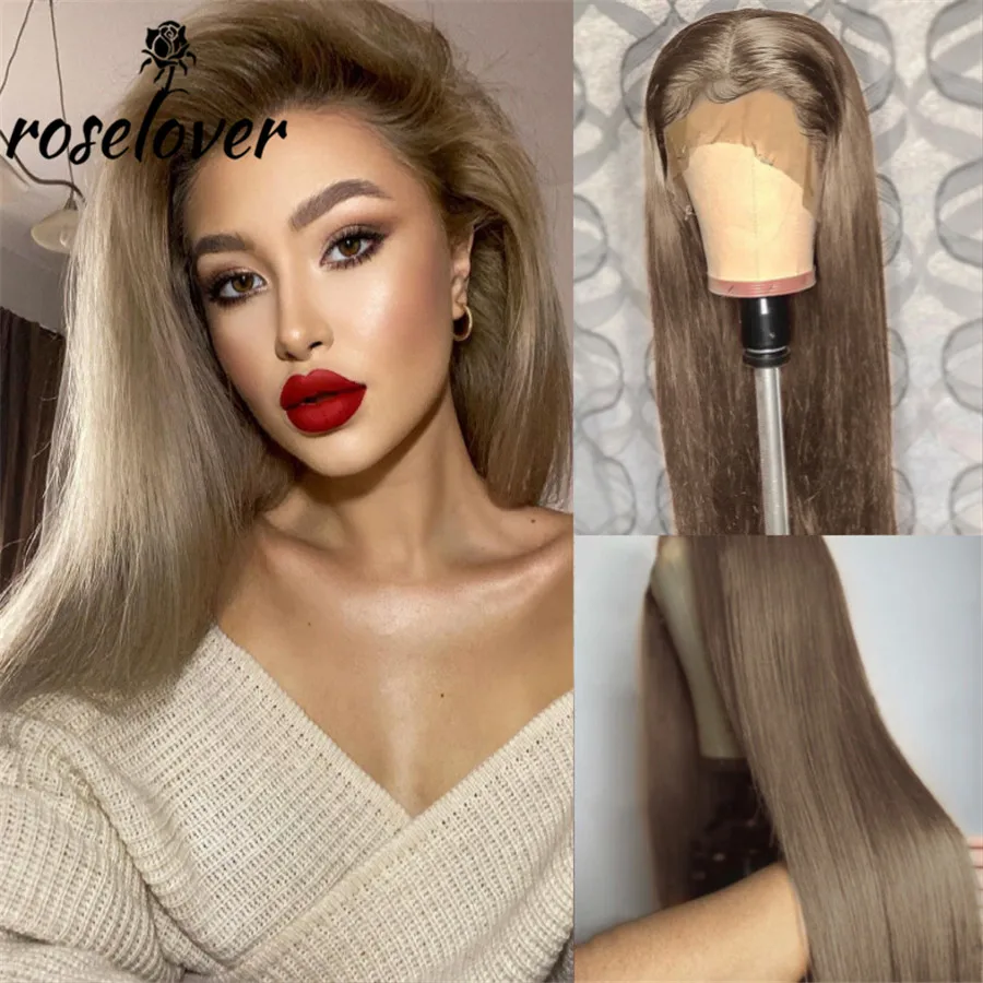 

Fake Scalp Cap Ash Blonde 13*6 Lace Front Wig Human Hair Honey Blonde Straight Pre Plucked With Baby Hair Deep Part For Women