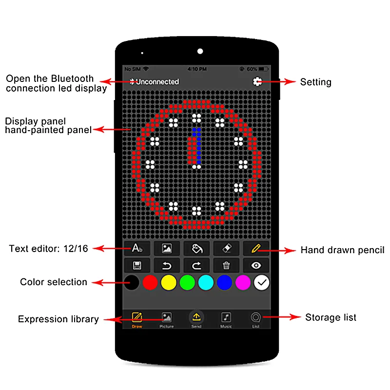 Умный светодиодный знак P4 32x32 RGB сделай сам Bluetooth управление через приложение для