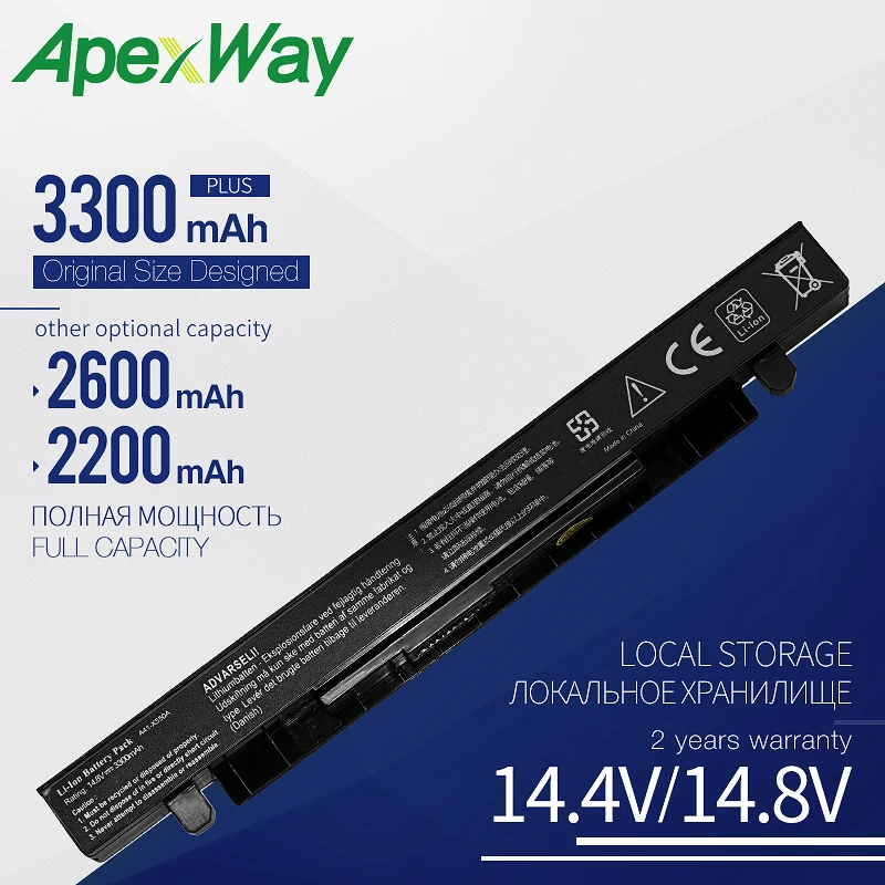 Apexway A41 X550A Аккумулятор для ноутбука ASUS X450 X550 X550C X550B X550V X450C X550CA X452EA X452C|Аккумуляторы