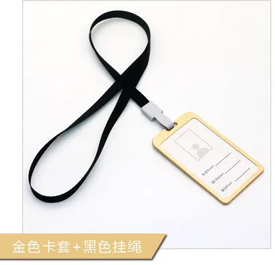 Gold Black Визитница из алюминиевого сплава, визитница, визитница, удостоверение личности, ремешок-держатель, металлический, имя работника, удостоверение личности, держатель - Цвет: Gold Black