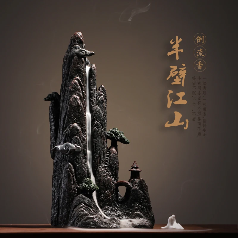 

Creative Rockery Backflow Incense Burner Living Room Office Incense Holder Small Ornaments Incensario Room Decoration EB50XX