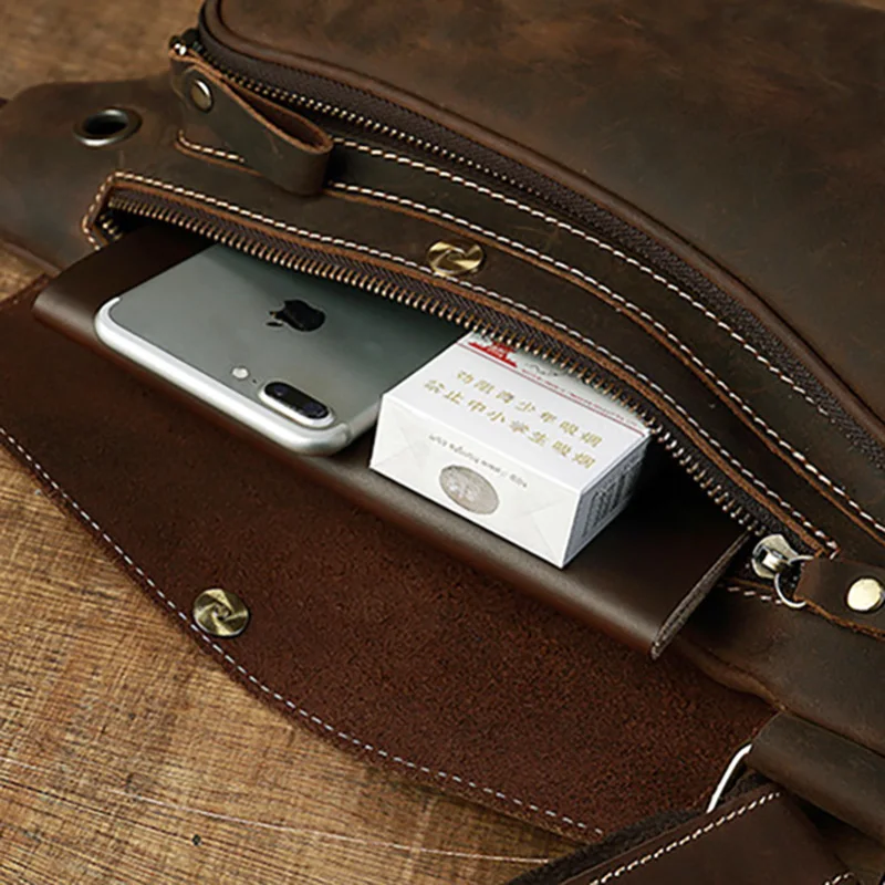 Сумка-мессенджер AETOO Мужская повседневная нагрудная сумка из воловьей кожи