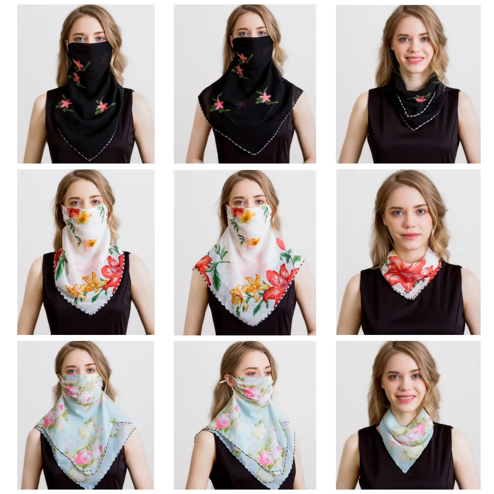 Hot sell mouth mask Lightweight Face Mask scarf Sun Protection Outdoor Riding Masks Protective silk Scarf Handkerchief |