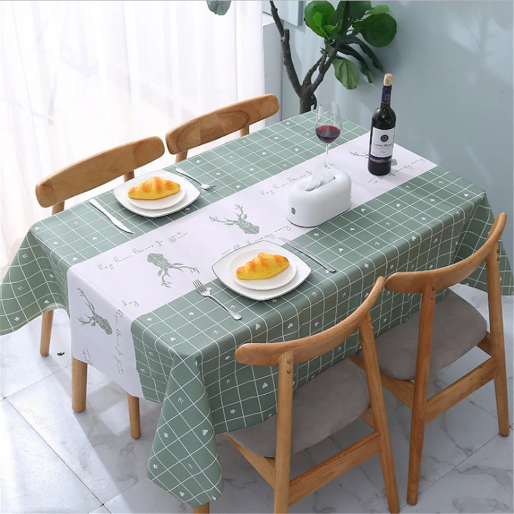 

vanzlife Creative oil tablecloth Nordic contracted household cloth waterproof cloth tea table cloth cover PEVA grid table mat
