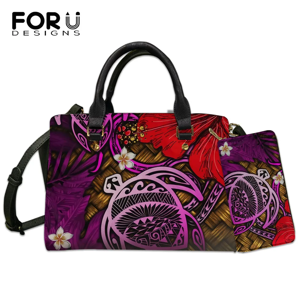 

Большая сумка FORUDESIGNS для женщин, гавайский лавула, гибискус, полинезийский Тропический Принт, дамские повседневные сумочки из искусственно...