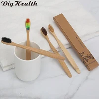 dighealth 1pc bamboo toothbrush environmental rainbow colorful whitening soft bristles bamboo toothbrush eco friendly oral care