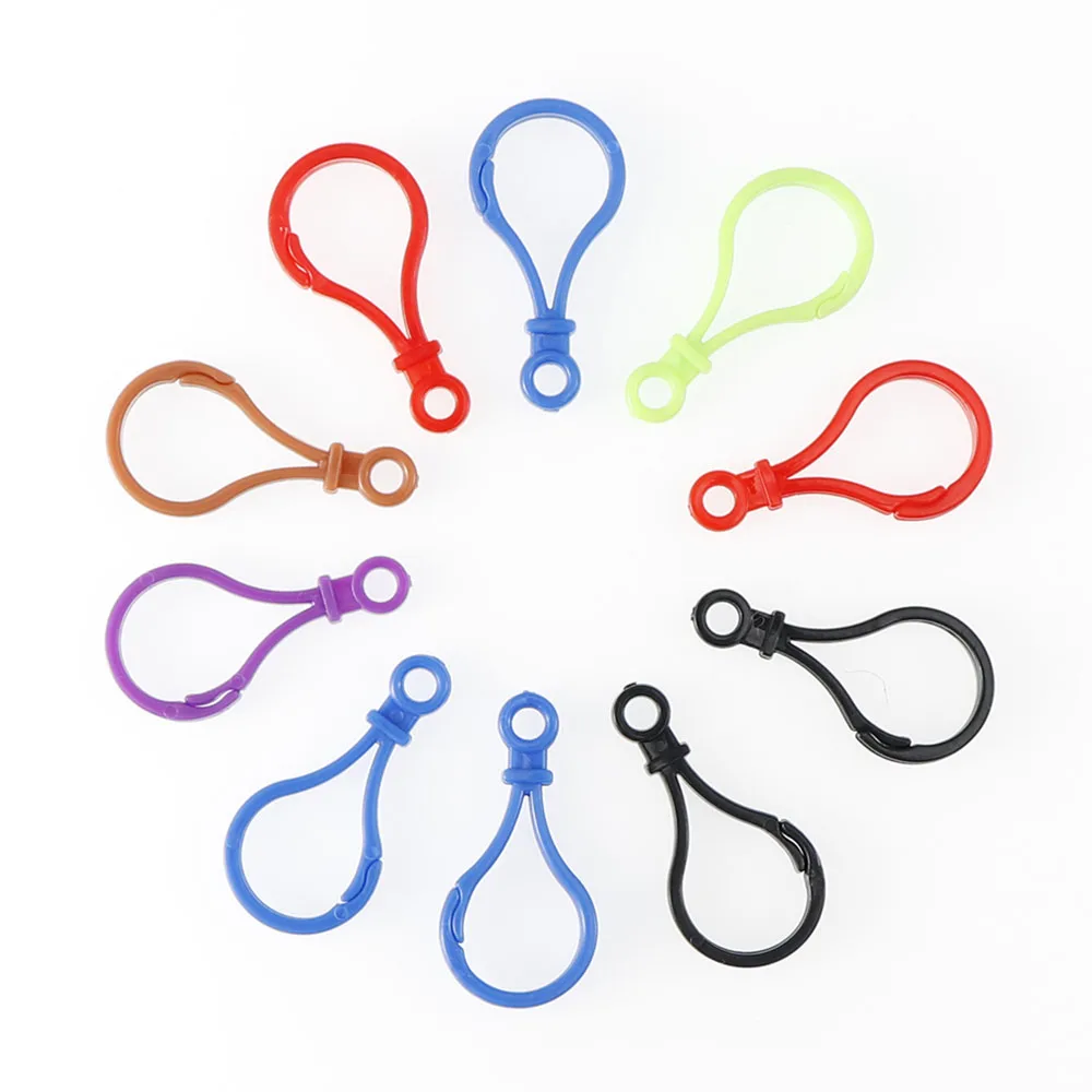 Недорогие пластиковые цветные пряжки в форме лампы 100 шт. карабин застежка сделай