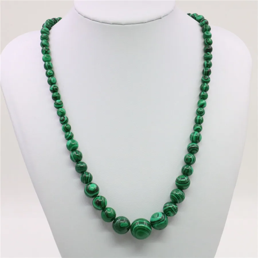 Ожерелье 6 14 мм из зеленого горгонии малахита круглые бусины модные жемчужные