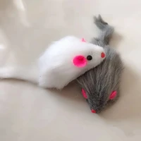 new false mouse cat pet toys long haired tail mice with sound rattling soft real rabbit fur sound squeaky toy for cats dogs