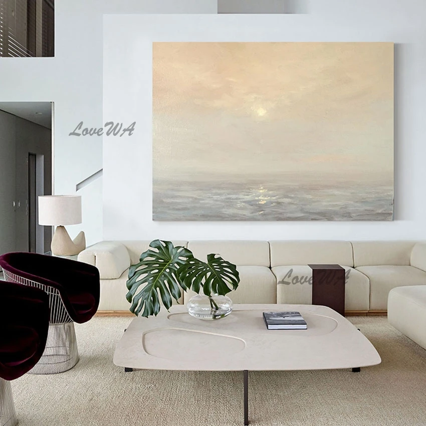

Quality Artwork The Seaside Sunset Abstract Simple Landscape Painting No Framed Home Decoration Wall Art Picture For Restaurant