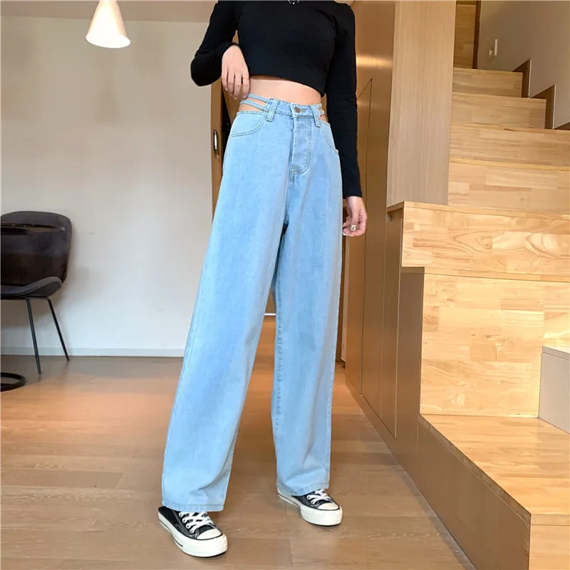 

Women's pants summer traf Pants Korean style hollow high waist slimming jeans thin high waist loose drape y2k Women's jean